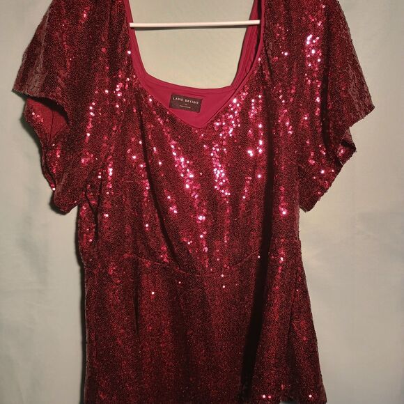 Lane Bryant Sparkling Red Sequin Top - Picture 1 of 4